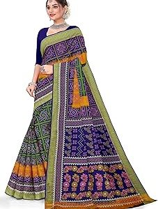 TAMAIRA FASHION Gadwal Pure Cotton Saree For Woman Bandhani Printed |Office Wear Daily Wear Sarees For Women Without Blouse Piece