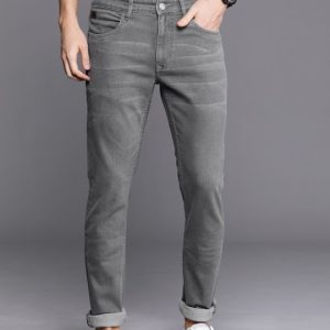 WROGN Men Grey Slim Fit Mid-Rise Clean Look Stretchable Jeans